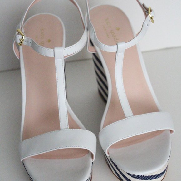 NIB Kate Spade Lobster stripe wedge Sandal sz 11 - Picture 5 of 10